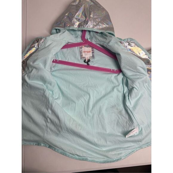 Cat & Jack Girl's Size 4T Button Up Holographic Wind/Water Resistant Jacket - Picture 9 of 11